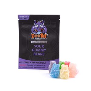CBD Sour Gummy Bears 150MG CBD By Doobie Snacks