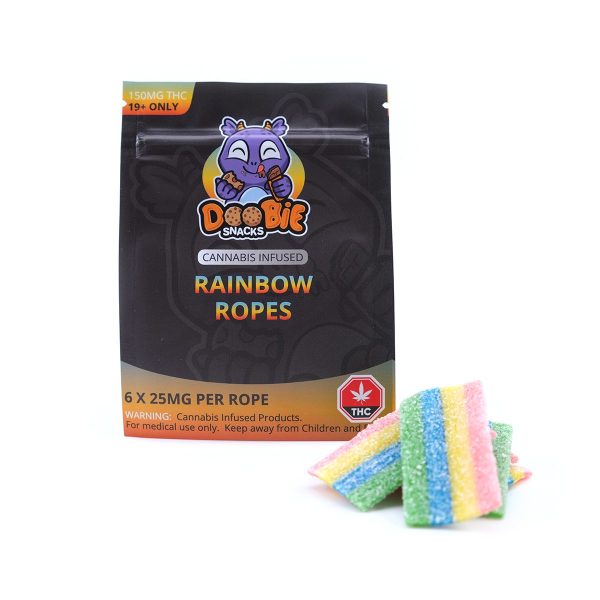 Sour Rainbow 150MG THC Ropes By Doobie Snacks