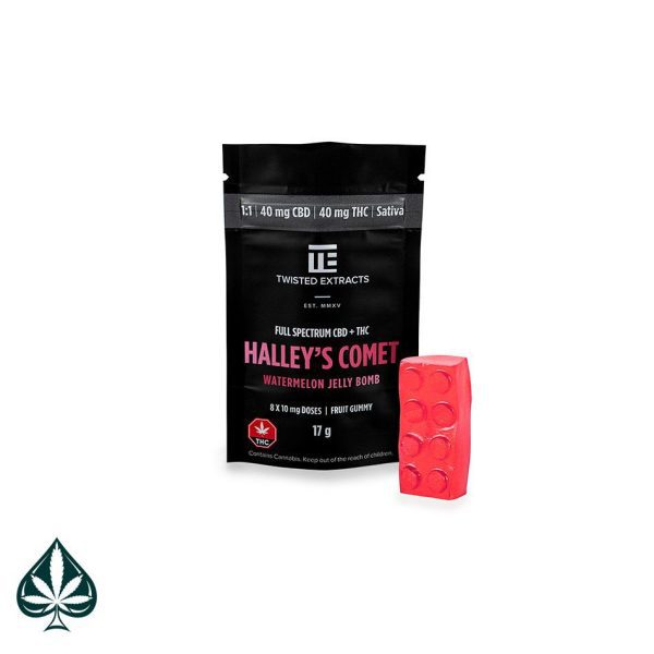 Twisted Watermelon Halley’s Comet Jelly Bomb 40mg Cbd + 40mg Thc By Twisted Extracts