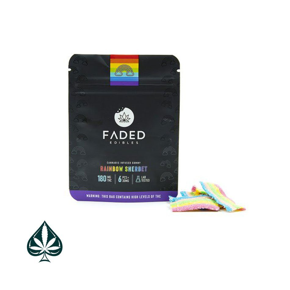 Buy Faded Edibles Rainbow Sherbet-Rainbow Sherbet 180MG THC By Faded Edibles