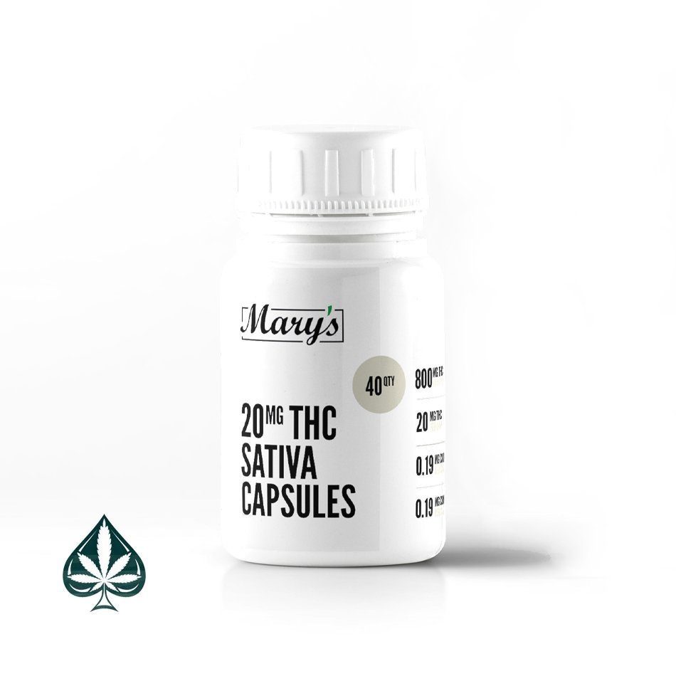 Mary’s Sativa THC Capsules 20mg Per Dose