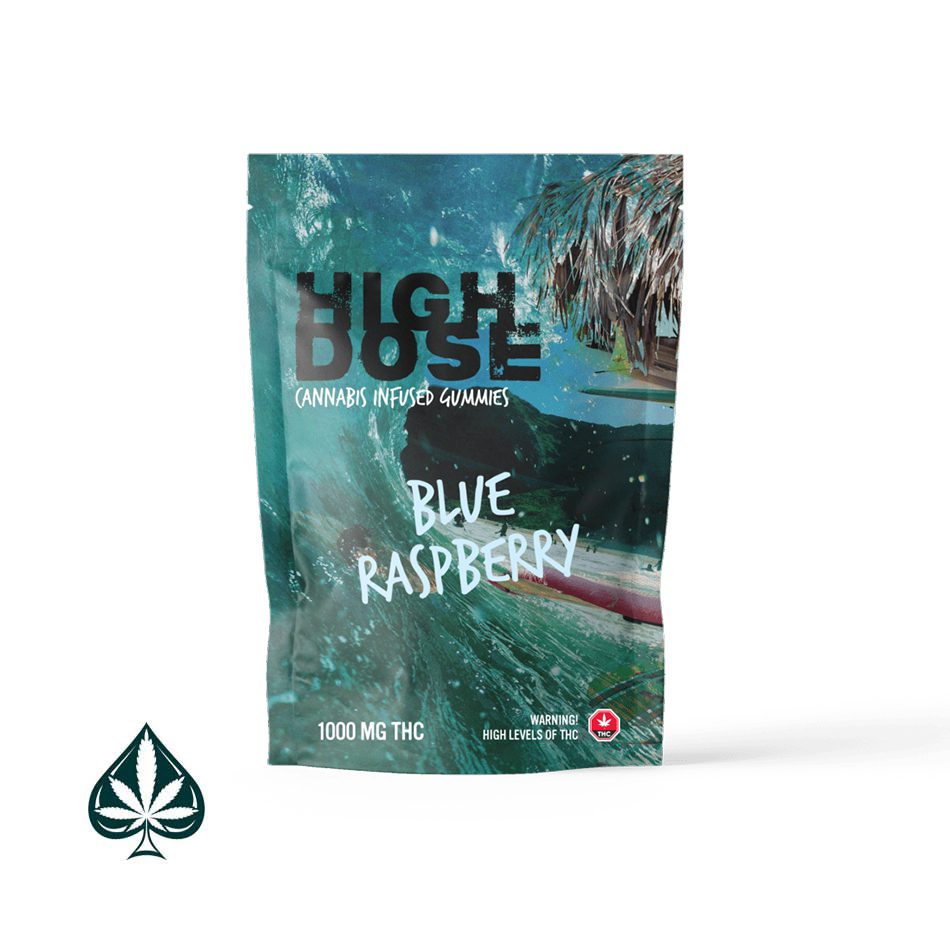 blue raspberry high dose cannabis gummies