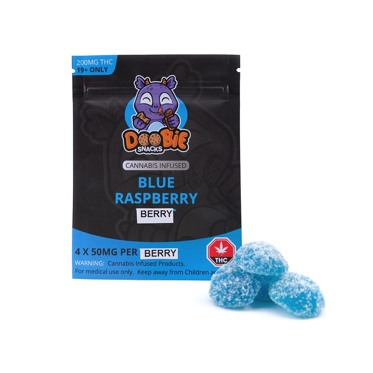 Blue Raspberry Berry 200MG THC Gummy By Doobie Snacks