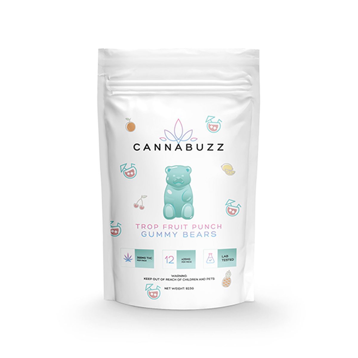Tropical Fruit Punch 300MG Gummy Bears By CannaBuzz