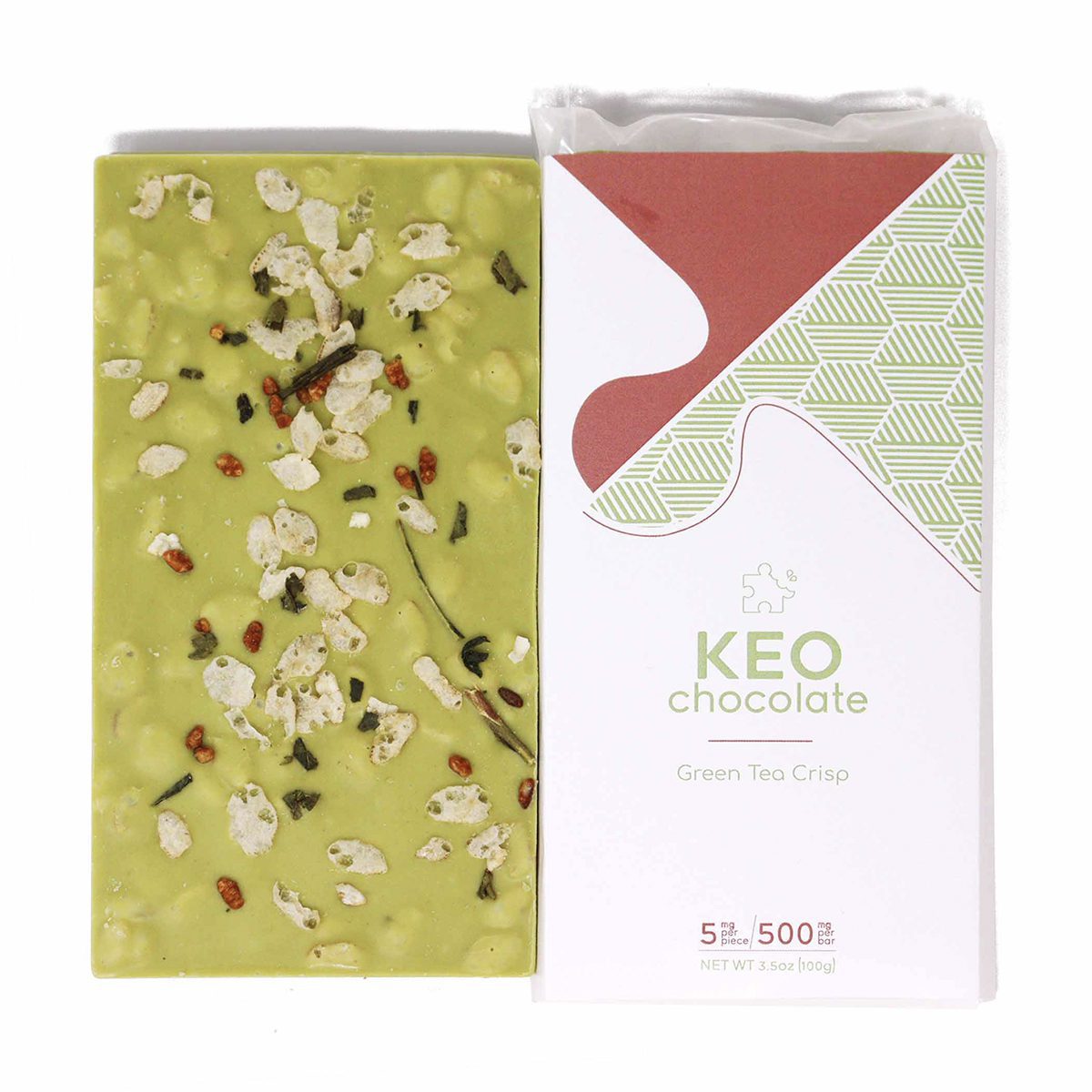 Green Tea Crisp 500mg Chocolate Bar By Keo Edibles