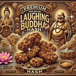 An artistic depiction of 'Premium Laughing Buddha Hash'