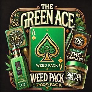 A product image featuring 'The Green Ace Weed God with Ace