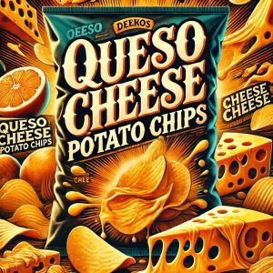 queso cheese potato chips artwork